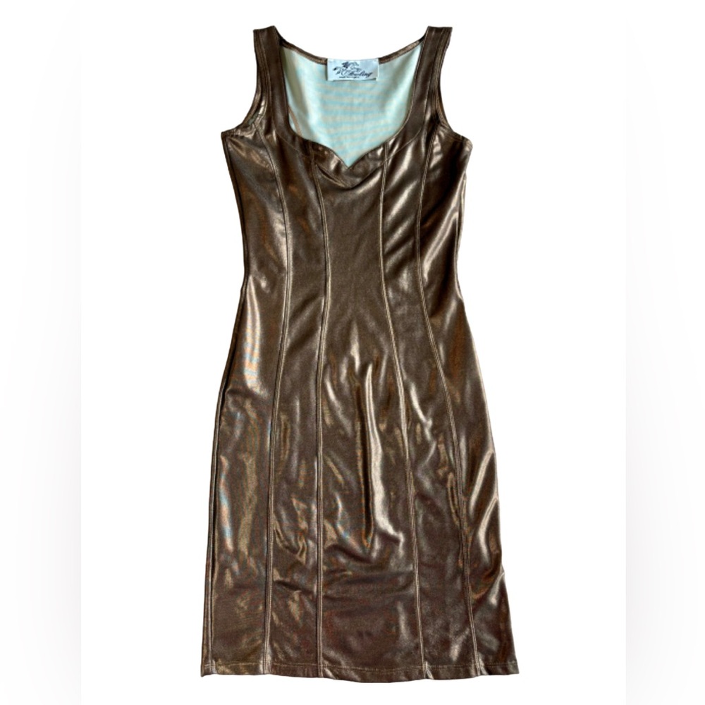 Feeling Vintage 90’d Metallic Body Con Sweetheart Neckline Dress